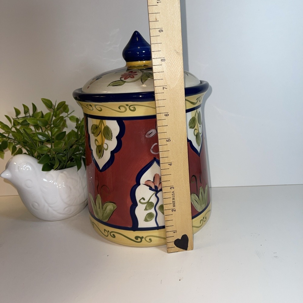 Pier 1 One Imports Vallarta Hand Painted Canister with Lid 9" RETIRED - Picture 3 of 7